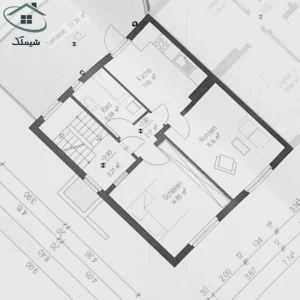 نقشه معماری ساختمان شامل پلان طبقات، دیوارها و مسیر تأسیسات
